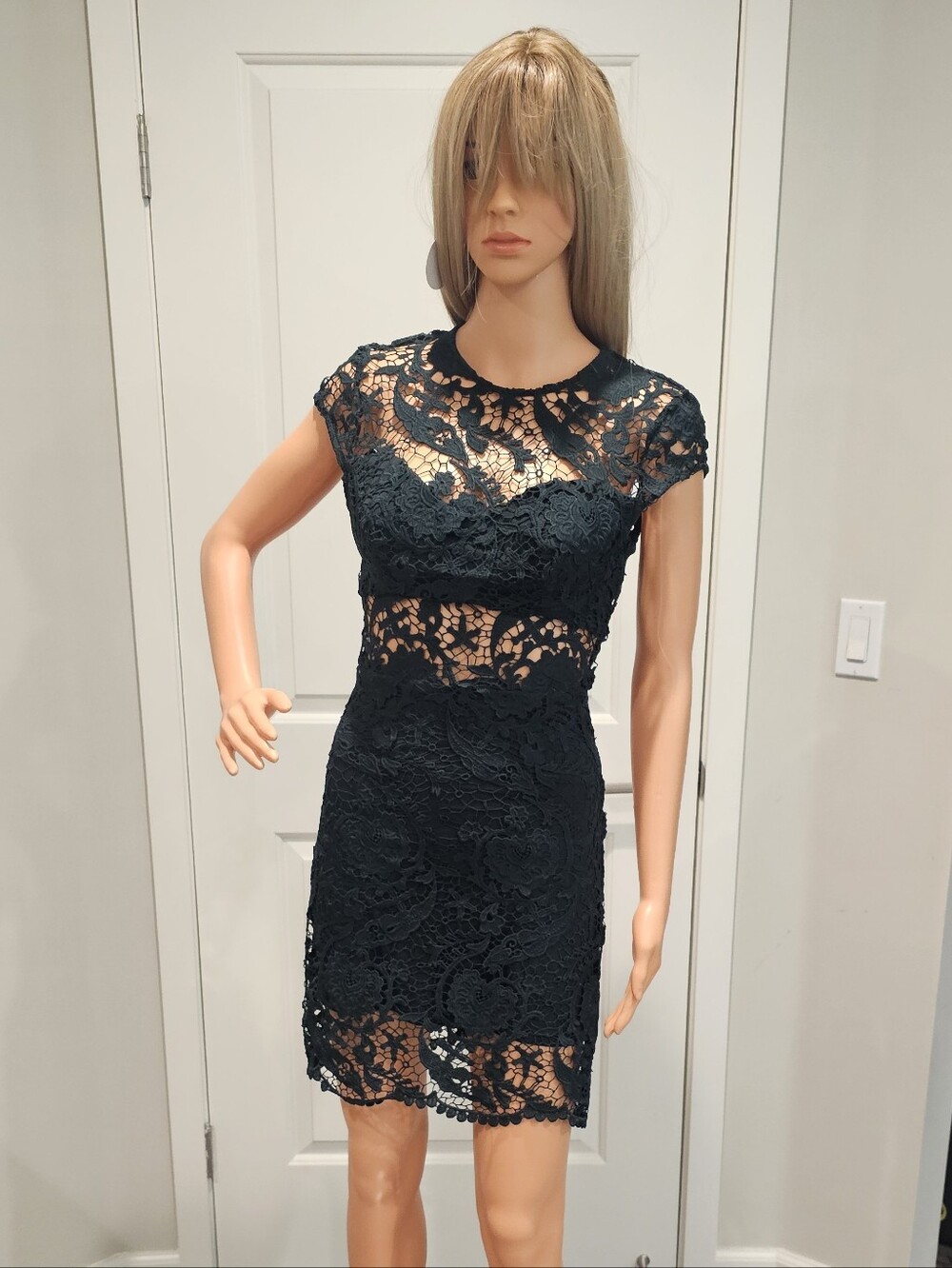 Emerald green Lace Short Sleeve Sheath Dress